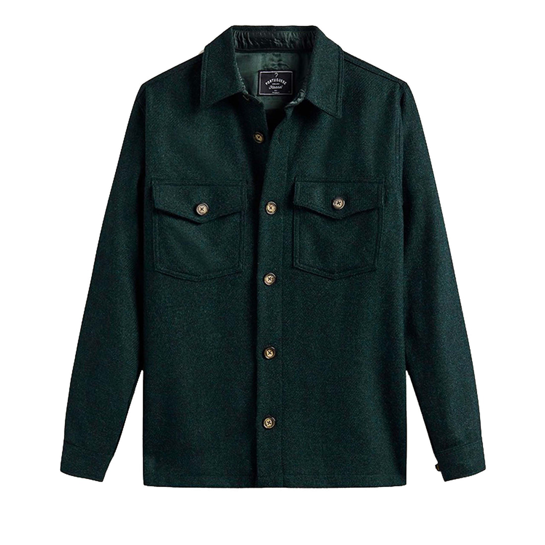 Portuguese Flannel Wool Field Overshirt | Green